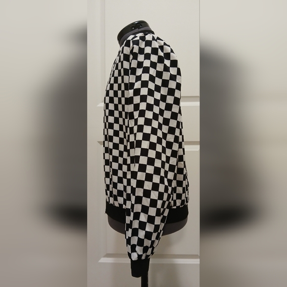 Black & White Checkered‎ Bomber Jacket - Picture 5 of 10